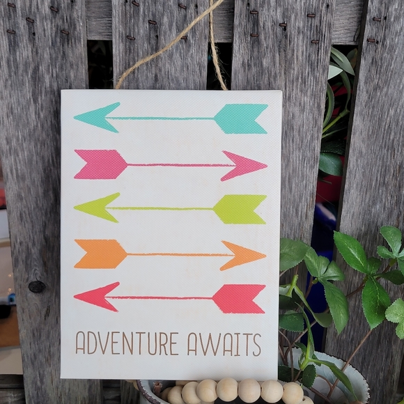 Canvas ARROWS multi color  ADVENTURE AWAITS wall art - Picture 4 of 4